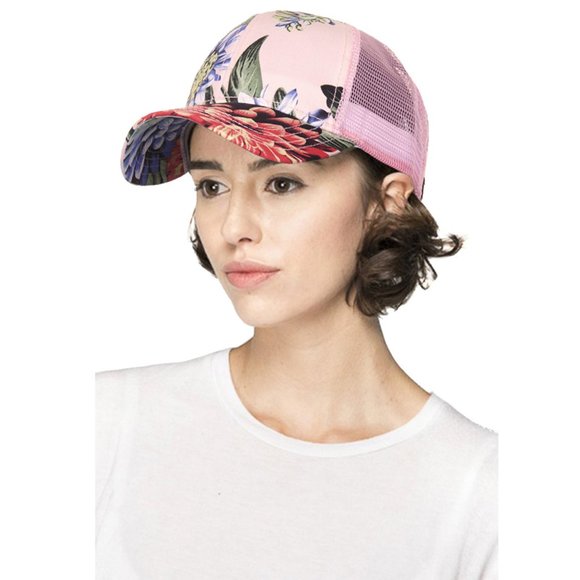 C.C Spring Floral Print Trucker Mesh Baseball Cap - Picture 1 of 4